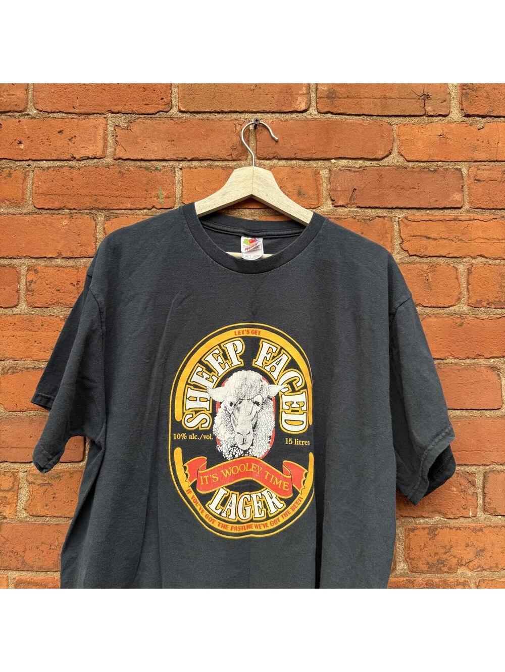 vintage sheep faced lager beer t shirt 00s XL